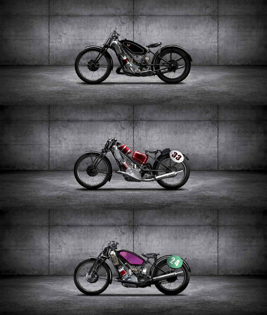 Old Timer Motorräder auf Grauen Hintergrund
